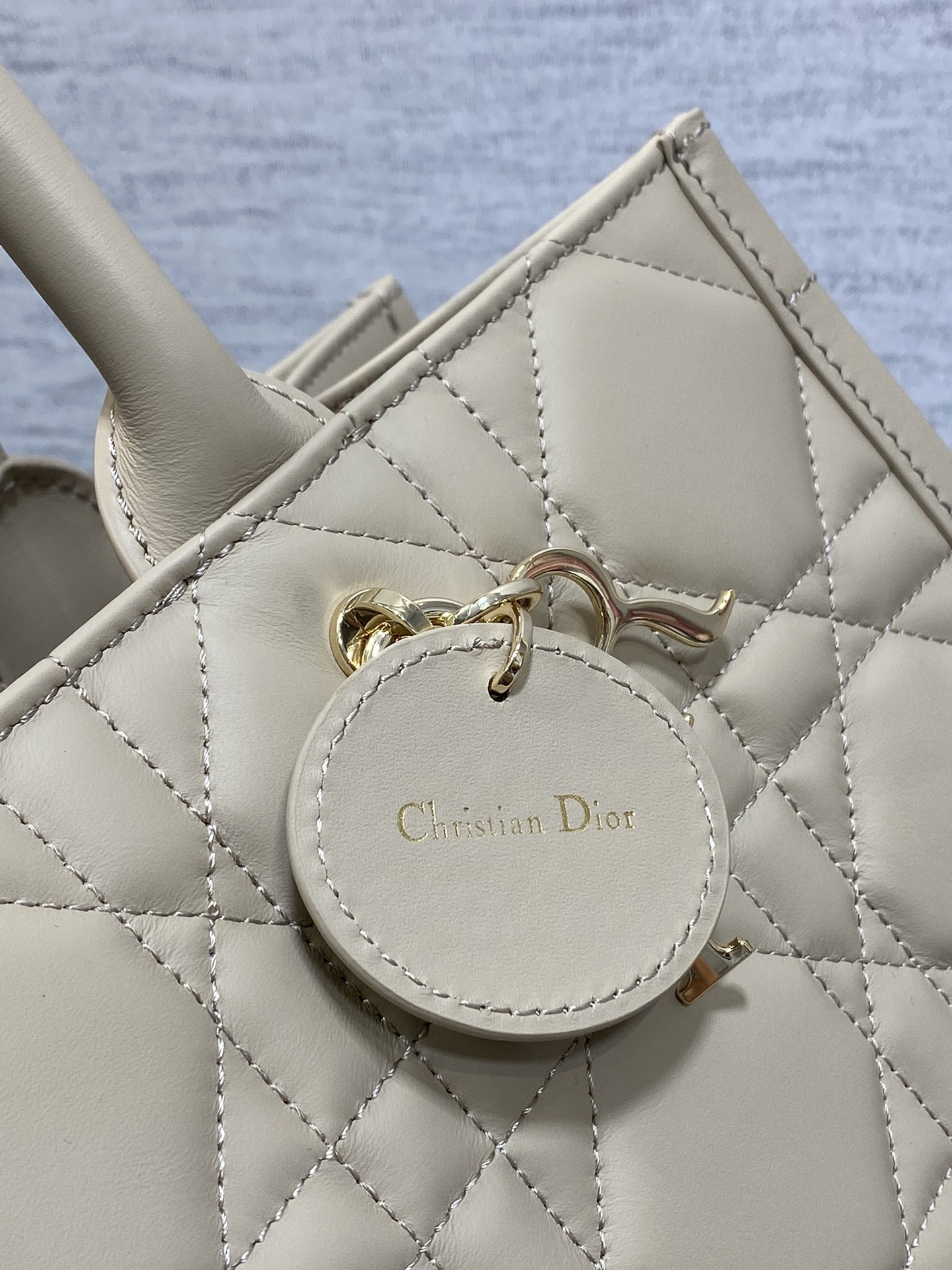 Medium Dior Book Tote Bag Powder Beige Macrocannage Calfskin